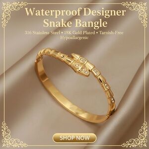 18k Gold Plated Designer Snake Bangle
